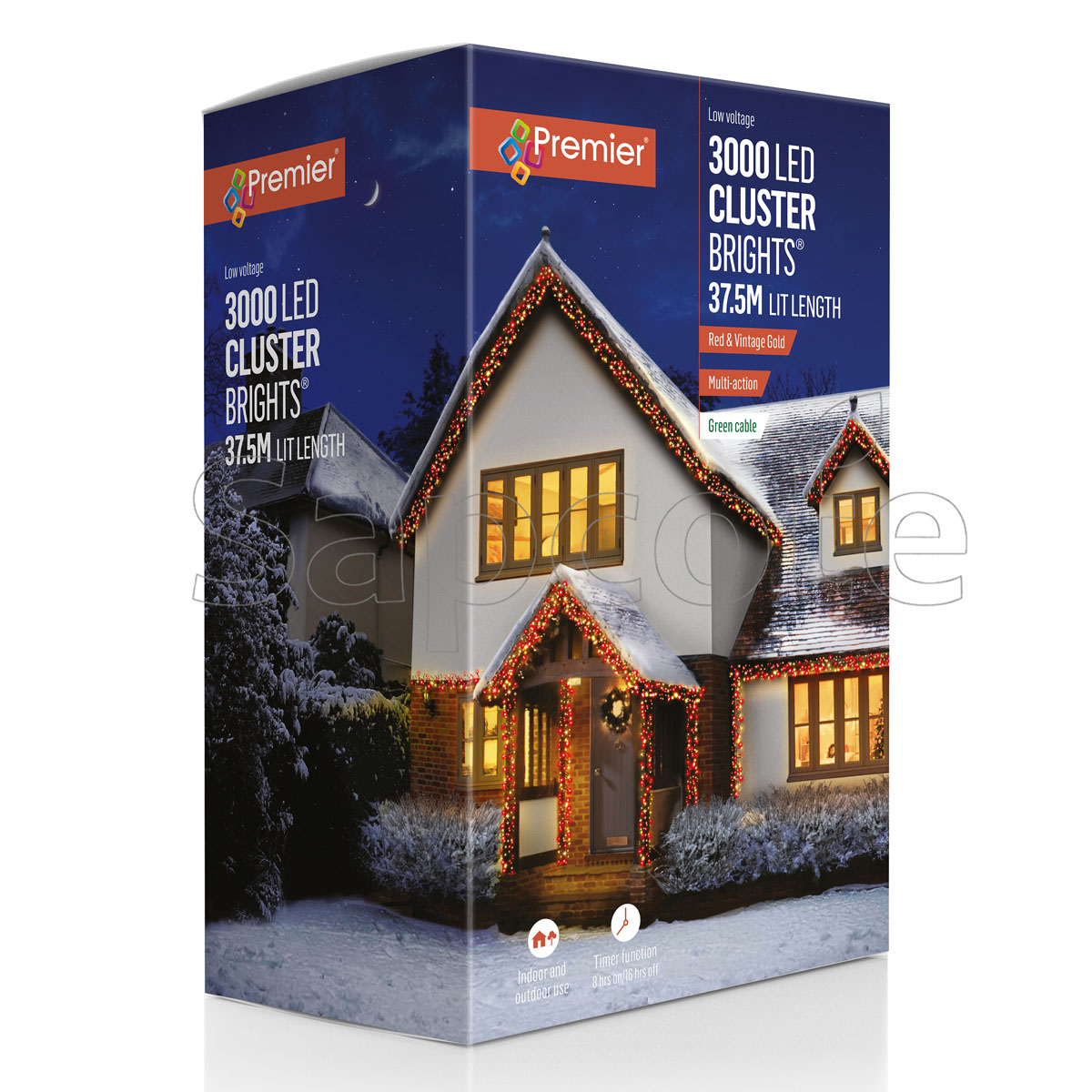 Premier 3000 LED ClusterBrights – Red & Vintage Gold (37.2 m)