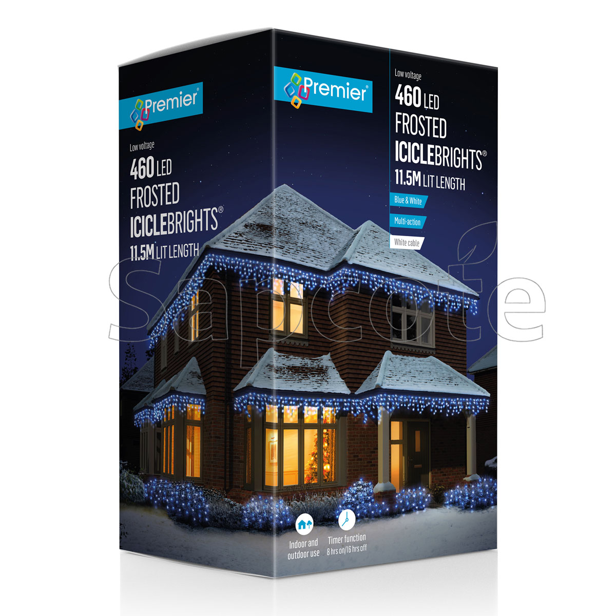 Premier 460 LED Frosted Cap Icicles – White (11.5 m)