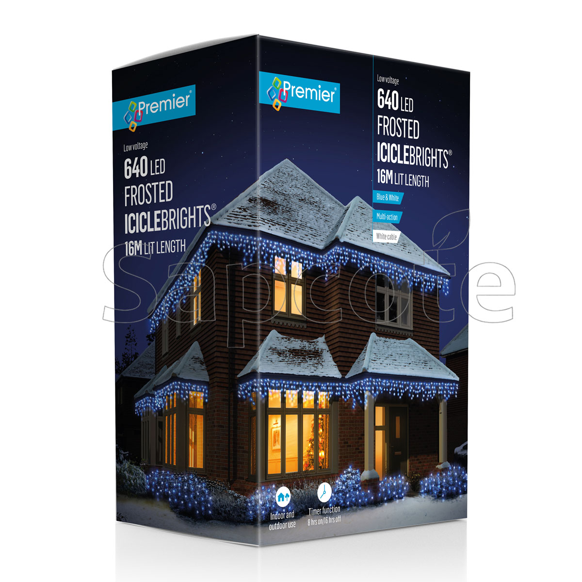 Premier 640 LED Frosted Cap Icicles – White (16.0 m)