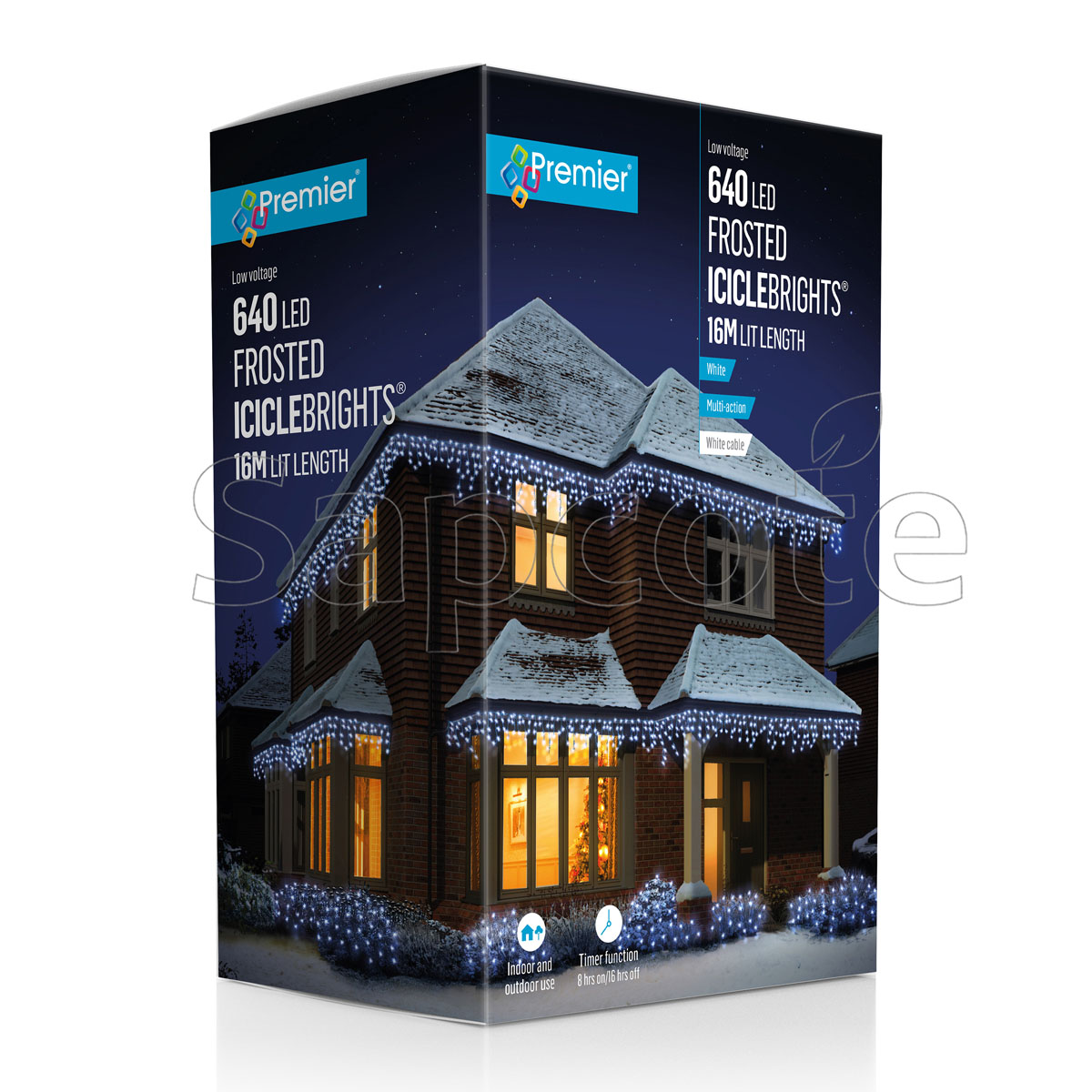 Premier 640 LED Frosted Cap Icicles – White (16.0 m)