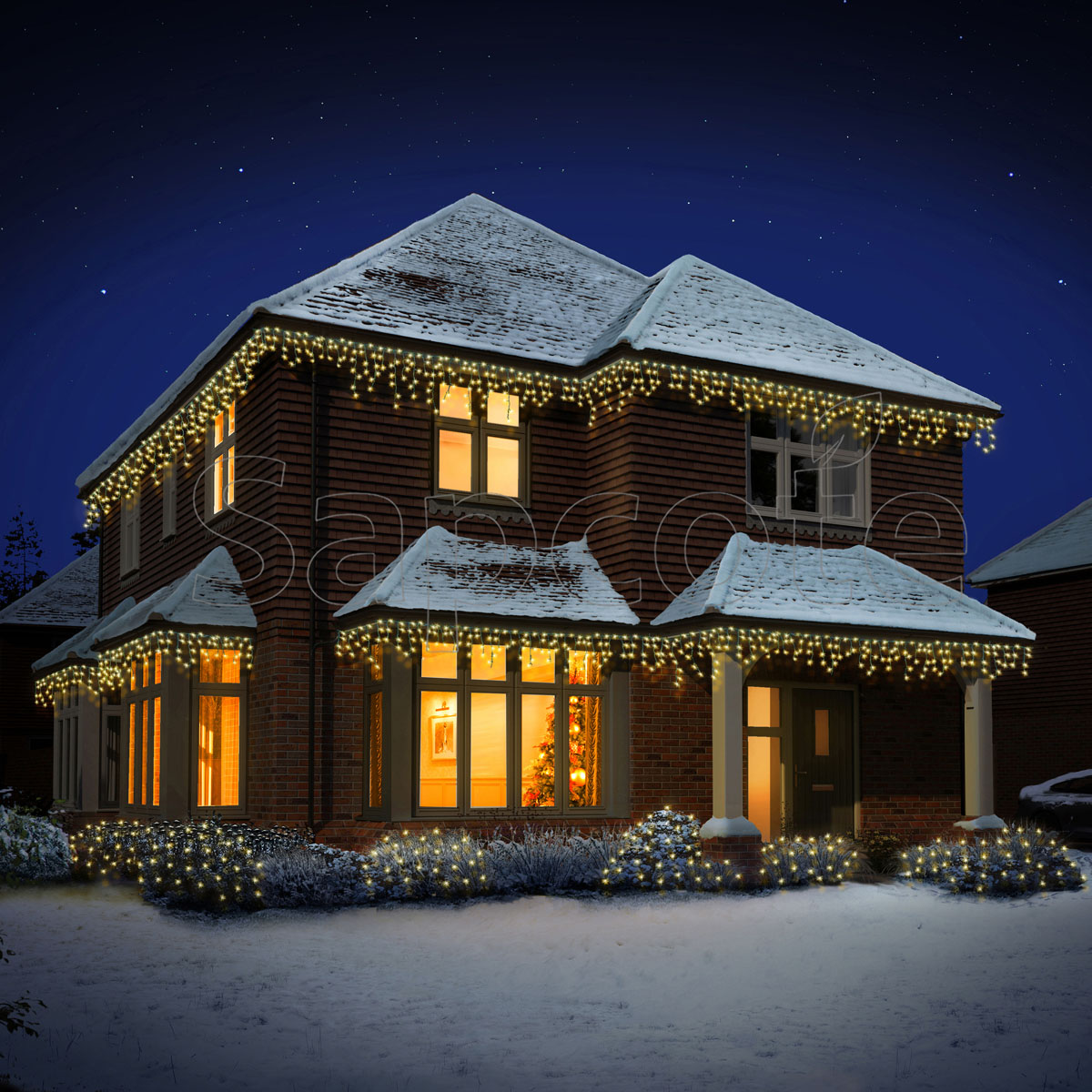 Premier 640 LED Frosted Cap Icicles - Warm White (16.0 m)