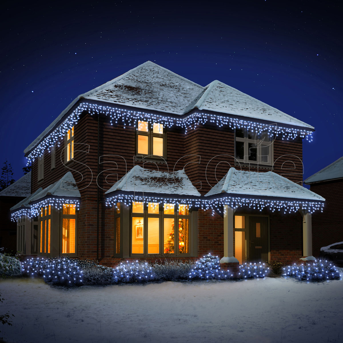 Premier 640 LED Frosted Cap Icicles - White (16.0 m)