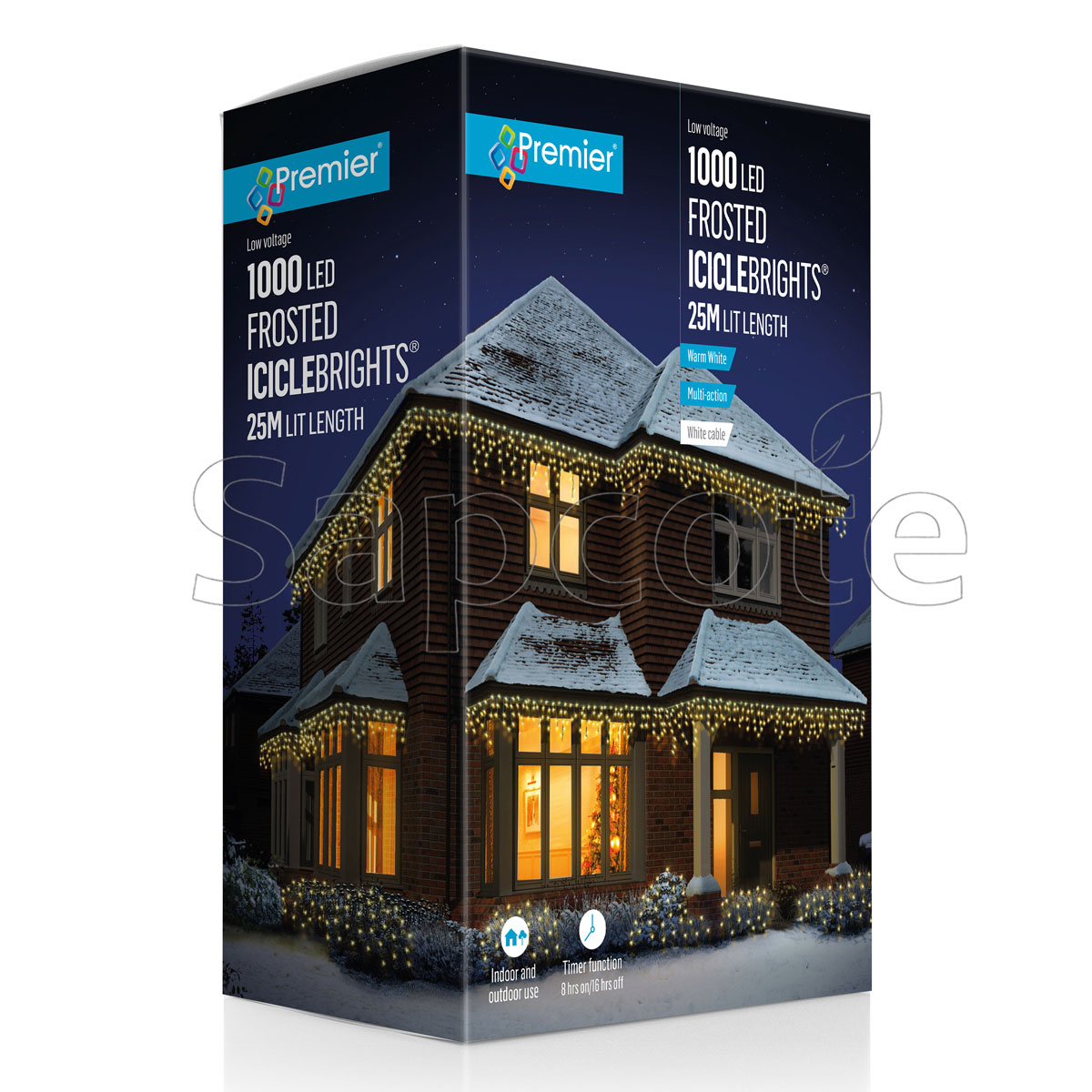 Premier 1000 LED Frosted Cap Icicles – Warm White (25.0 m)
