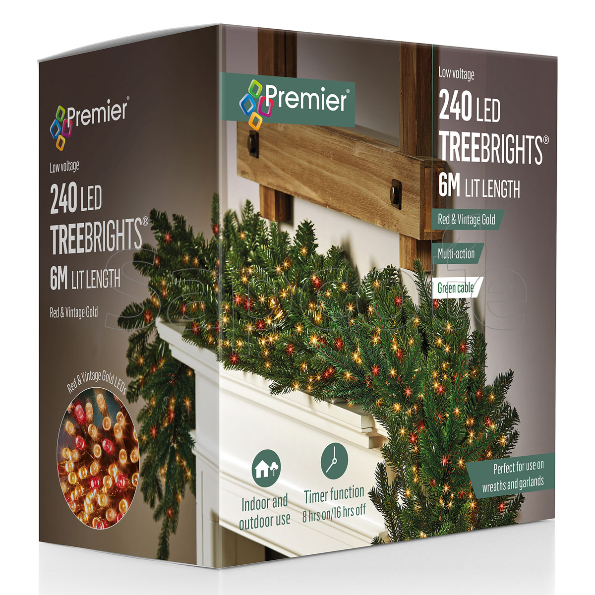 Premier 240 LED TreeBrights – Red & Vintage Gold (6.0 m)