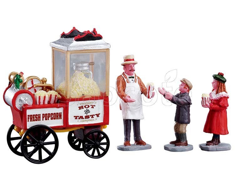 Lemax Popcorn Seller Set of 4 – Carnival Figurines