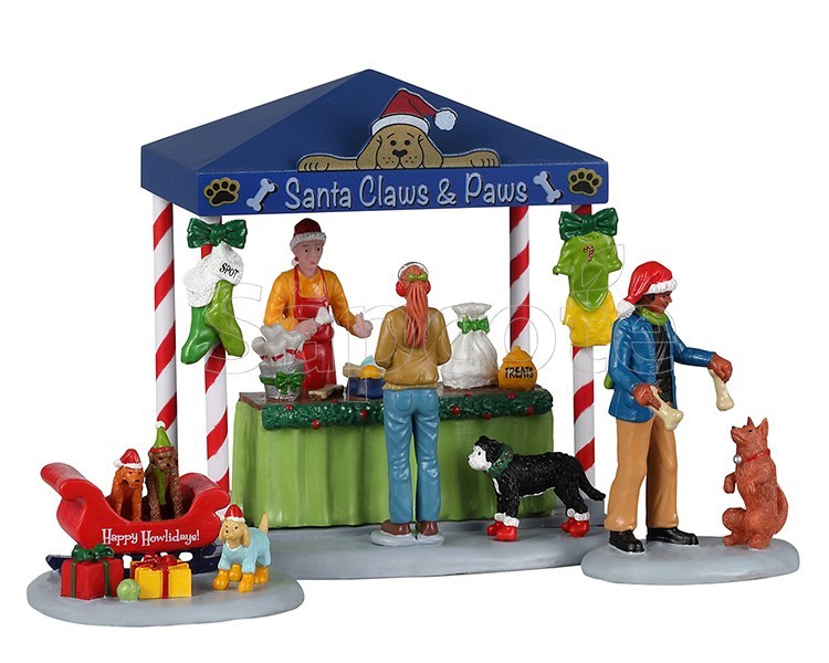 Lemax Santa Claws & Paws – Village Table Piece Set of 3