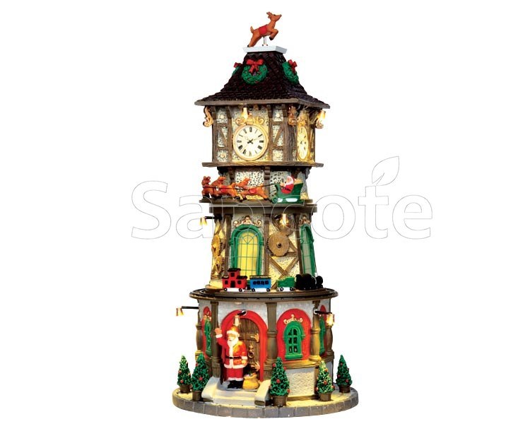 Lemax Christmas Clock Tower – Animated Sights & Sounds Tower