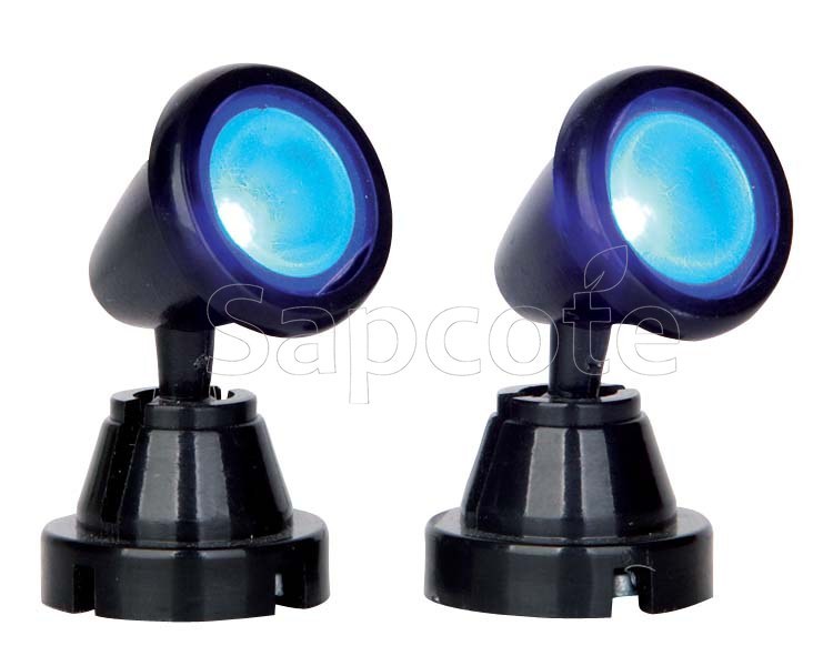 Lemax Round Spot Light Blue – Village Lighting Set of 2