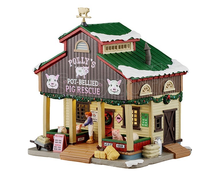 Lemax Polly’s Pot-Bellied Pig Rescue – Lighted Village Building