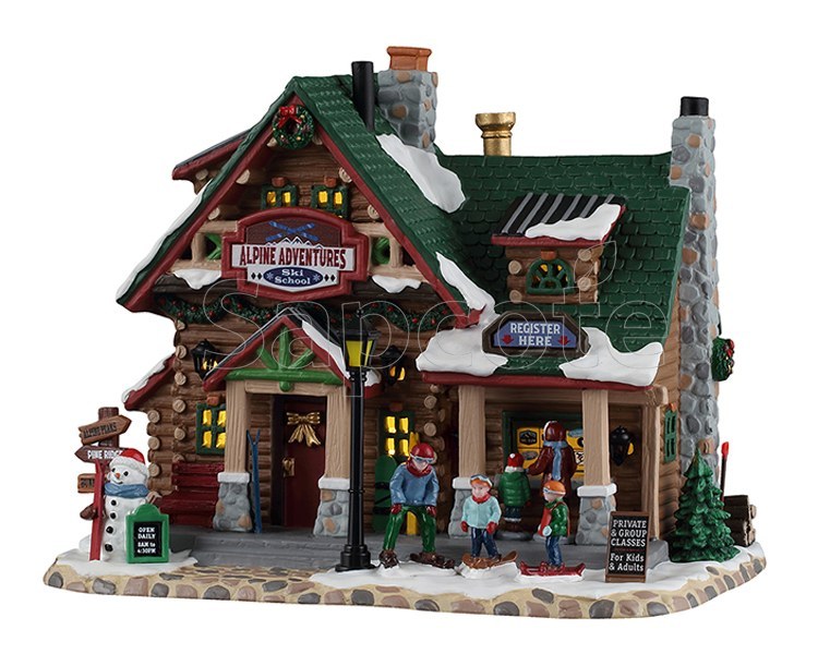 Lemax Alpine Adventures Ski School – Lighted Building for Vail Village
